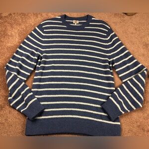 Faherty Blue & White Striped Knit Sweater Size XL